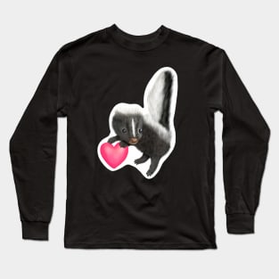 Cute Baby Skunk with a Pink Heart for Skunk Lovers Long Sleeve T-Shirt